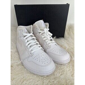 Nike Air Jordan 1 Mid Triple White 554724-130 Size:US 10 Original Box